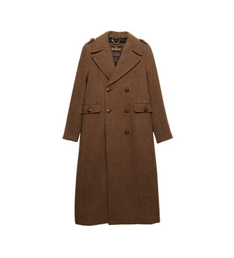 Superdry Abrigo Double Breasted Woolblend marrón