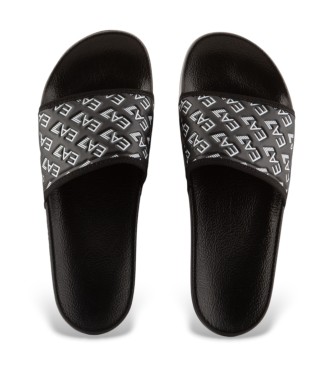 EA7 Chanclas All Over Logo negro