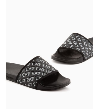 EA7 Chanclas All Over Logo negro