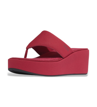 Fitflop Sandálias de plataforma com salto em cunha e tira entre os dedos, vermelhas