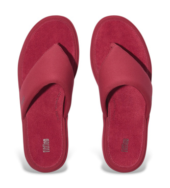 Fitflop Sandálias de plataforma com salto em cunha e tira entre os dedos, vermelhas