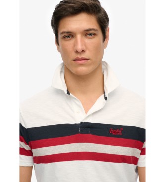 Superdry Polo ligero de punto con rayas blanco