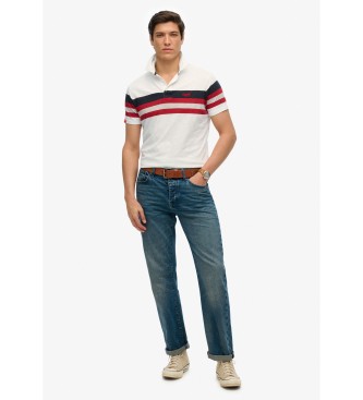 Superdry Polo ligero de punto con rayas blanco