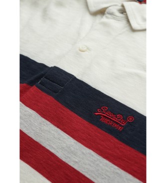 Superdry Polo ligero de punto con rayas blanco