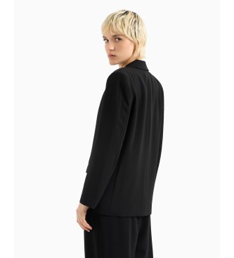 A|X Armani Exchange Blazer casual de color sólido con un solo botón y solapa con muescas de manga larga negro  