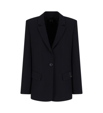 A|X Armani Exchange Blazer casual de color sólido con un solo botón y solapa con muescas de manga larga negro  