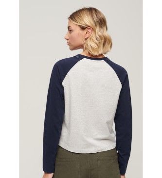 Superdry Camiseta de béisbol con logotipo Essential gris