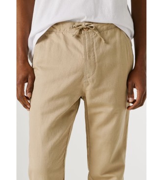 Pepe Jeans Beige Pull-On Comfort Chino-broek van linnen