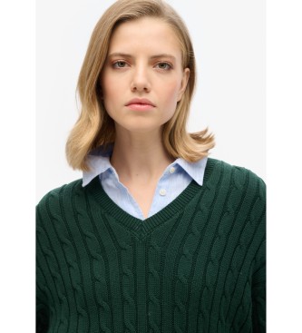 Superdry Pull surdimensionné à torsades vert