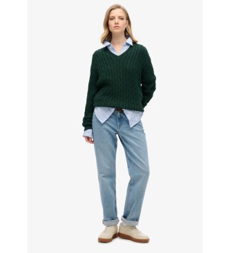Superdry Pull surdimensionné à torsades vert