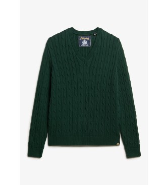 Superdry Pull surdimensionné à torsades vert