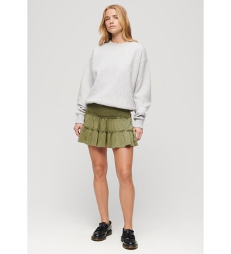 Superdry Zielona spódnica mini z dzianiny, ze stopniowanym wykończeniem