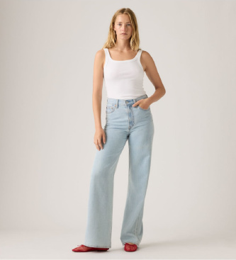 Levi's Niebieskie jeansy Ribcage z szeroką nogawką