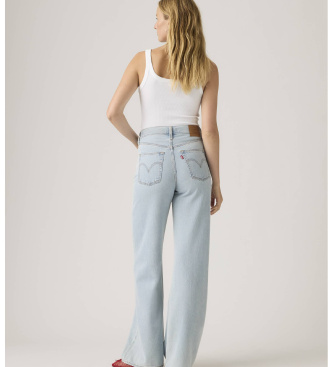 Levi's Niebieskie jeansy Ribcage z szeroką nogawką