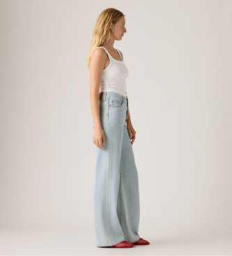 Levi's Niebieskie jeansy Ribcage z szeroką nogawką