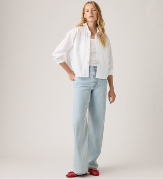 Levi's Niebieskie jeansy Ribcage z szeroką nogawką