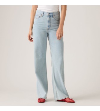 Levi's Niebieskie jeansy Ribcage z szeroką nogawką