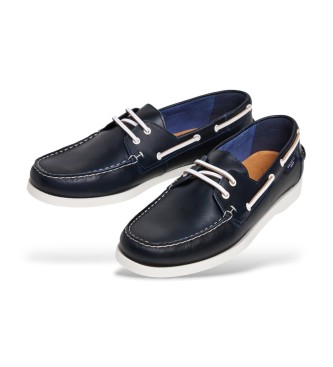 Hackett London Deck One Navy Leather Moccasins