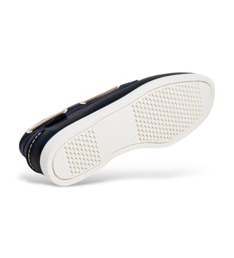 Hackett London Deck One Navy Leather Moccasins