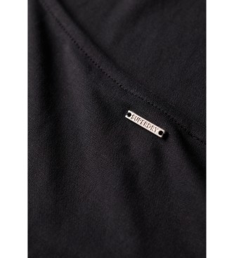 Superdry Gestricktes Midikleid mit gekreuztem Rücken schwarz
