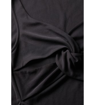 Superdry Gestricktes Midikleid mit gekreuztem Rücken schwarz