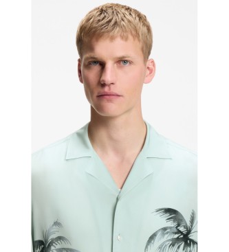 BOSS Camisa Regular fit con estampado turquesa