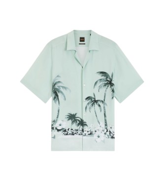 BOSS Camisa Regular fit con estampado turquesa