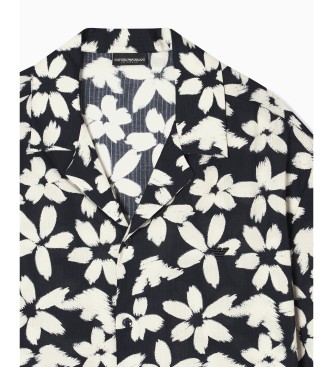 Emporio Armani Flower marineblå skjorte