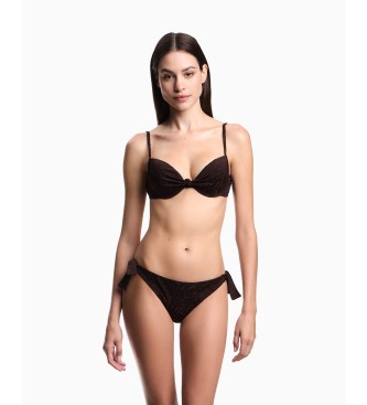 Emporio Armani Brown Jacquard Pattern Bikini