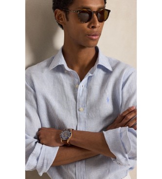 Polo Ralph Lauren Camicia di lino a righe Custom Fit blu