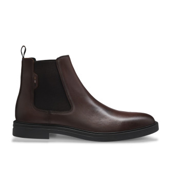 BOSS Bottines en cuir Chelsea marron