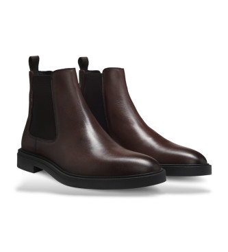 BOSS Bottines en cuir Chelsea marron