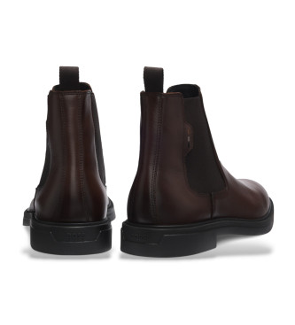 BOSS Bottines en cuir Chelsea marron
