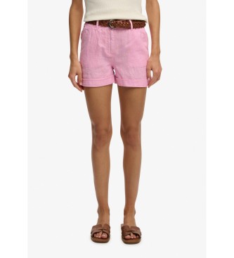 Superdry Szorty Mid Rise Linen różowe