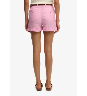 Superdry Szorty Mid Rise Linen różowe