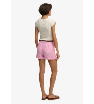 Superdry Szorty Mid Rise Linen różowe