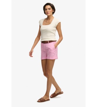 Superdry Szorty Mid Rise Linen różowe