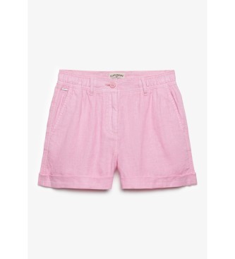 Superdry Szorty Mid Rise Linen różowe