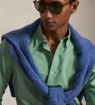 Polo Ralph Lauren Camisa Slim Fit de popelina elástica verde