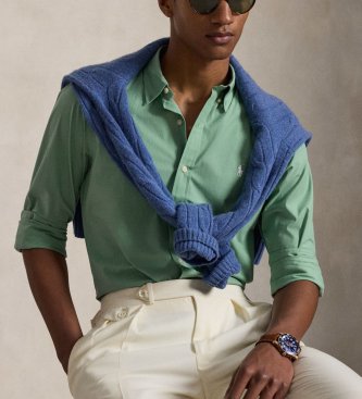 Polo Ralph Lauren Camisa Slim Fit de popelina elástica verde