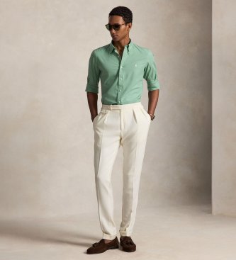 Polo Ralph Lauren Camisa Slim Fit de popelina elástica verde