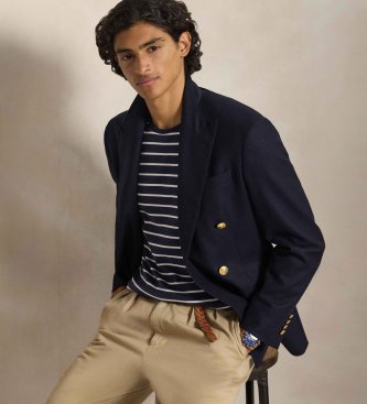Polo Ralph Lauren Mehka bombažna majica z mornarsko modrimi črtami