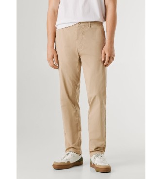 Pepe Jeans Spodnie Slim Chino Poplin beżowe