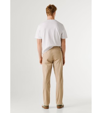 Pepe Jeans Spodnie Slim Chino Poplin beżowe
