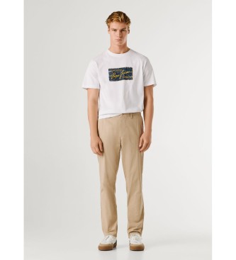 Pepe Jeans Spodnie Slim Chino Poplin beżowe