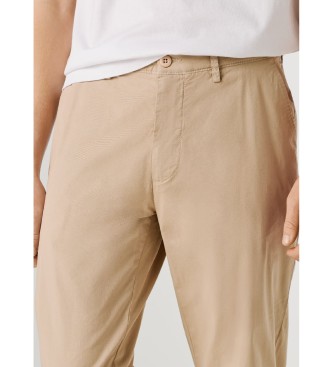 Pepe Jeans Spodnie Slim Chino Poplin beżowe