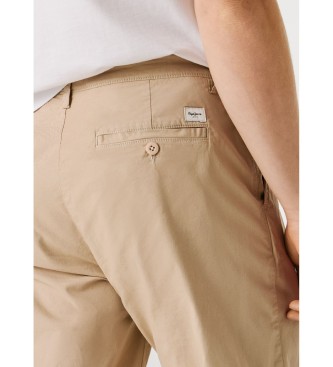 Pepe Jeans Spodnie Slim Chino Poplin beżowe