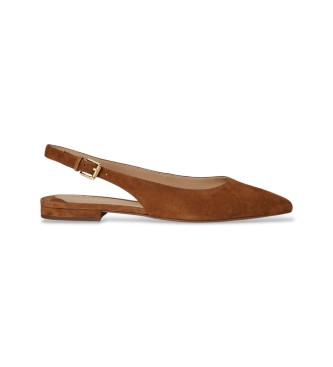 Lauren Ralph Lauren Londyn Brown Suede Backless Flat Shoe