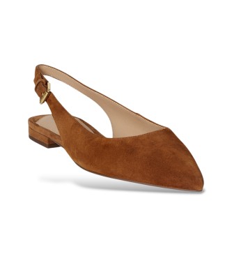Lauren Ralph Lauren Londyn Brown Suede Backless Flat Shoe