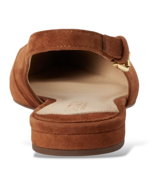 Lauren Ralph Lauren Londyn Brown Suede Backless Flat Shoe